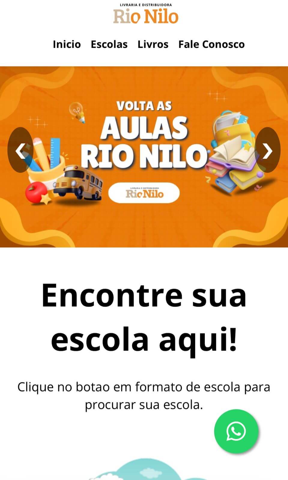 Versão mobile do site da Livraria Rio Nilo.